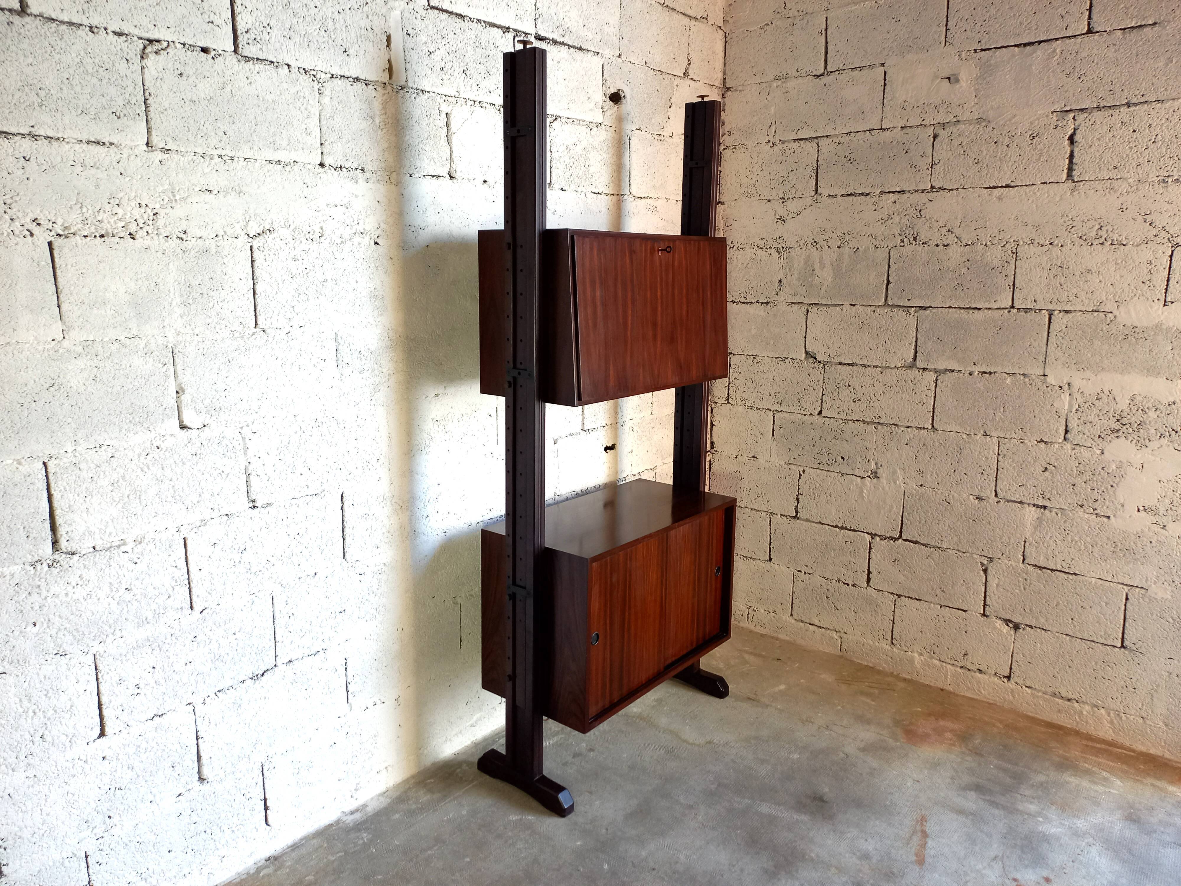 Modular bookcase in rosewood 60s