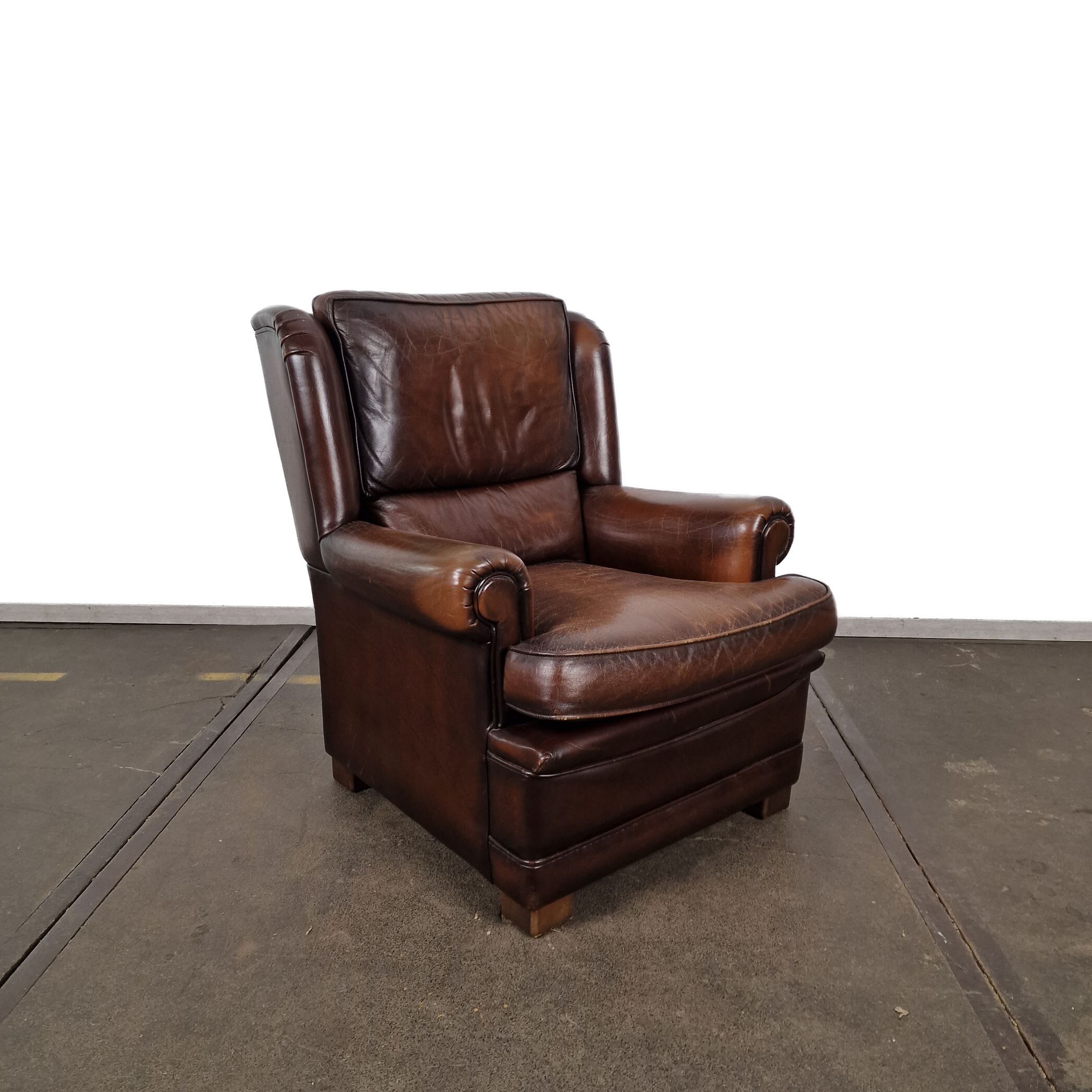 Vintage brown leather armchair