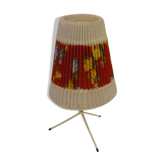 Table lamp, metal base, plastic pleated dayshade and fabrics, design and vintage 1950/60