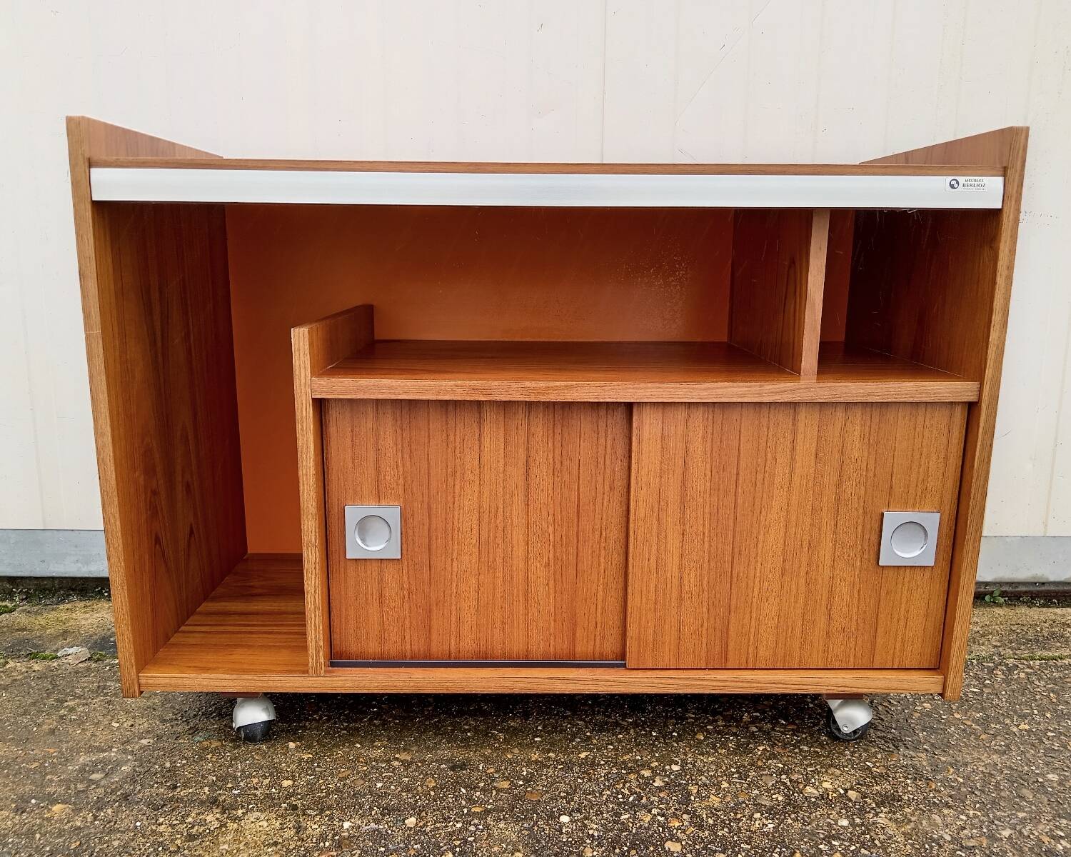 Vintage teak hifi cabinet by Berlioz 1970