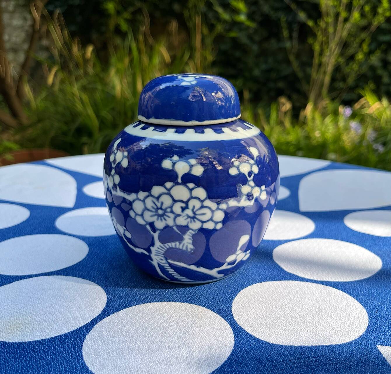 Vintage ginger jar in porcelain