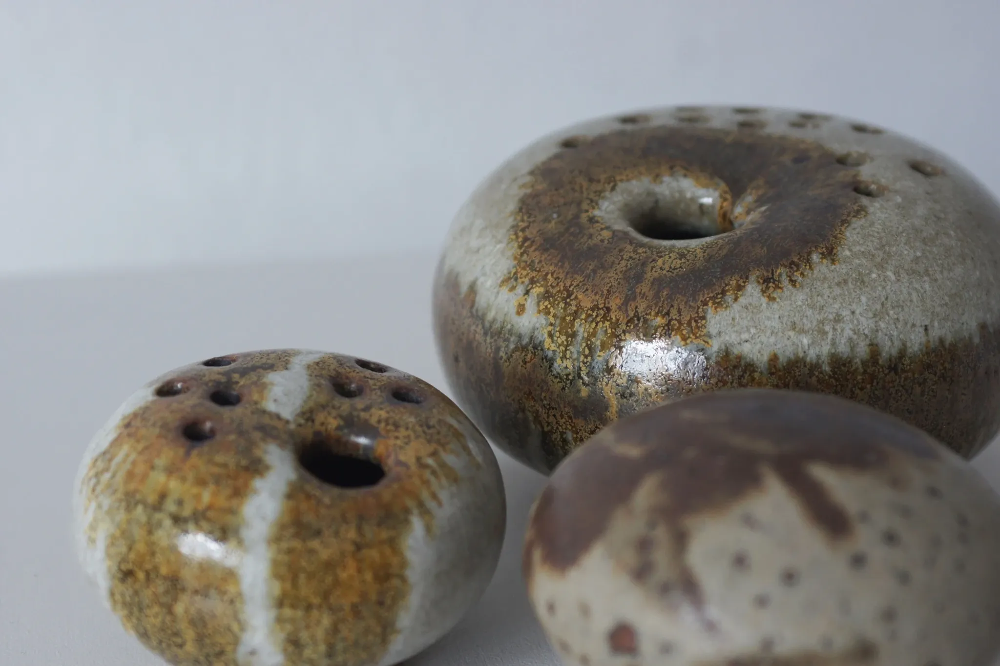 Vintage Danish Mushroom Studio Ceramics Vases by Erik Græser, 1960s, Set of