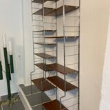 Thong shelves on foot steel and vintage wood