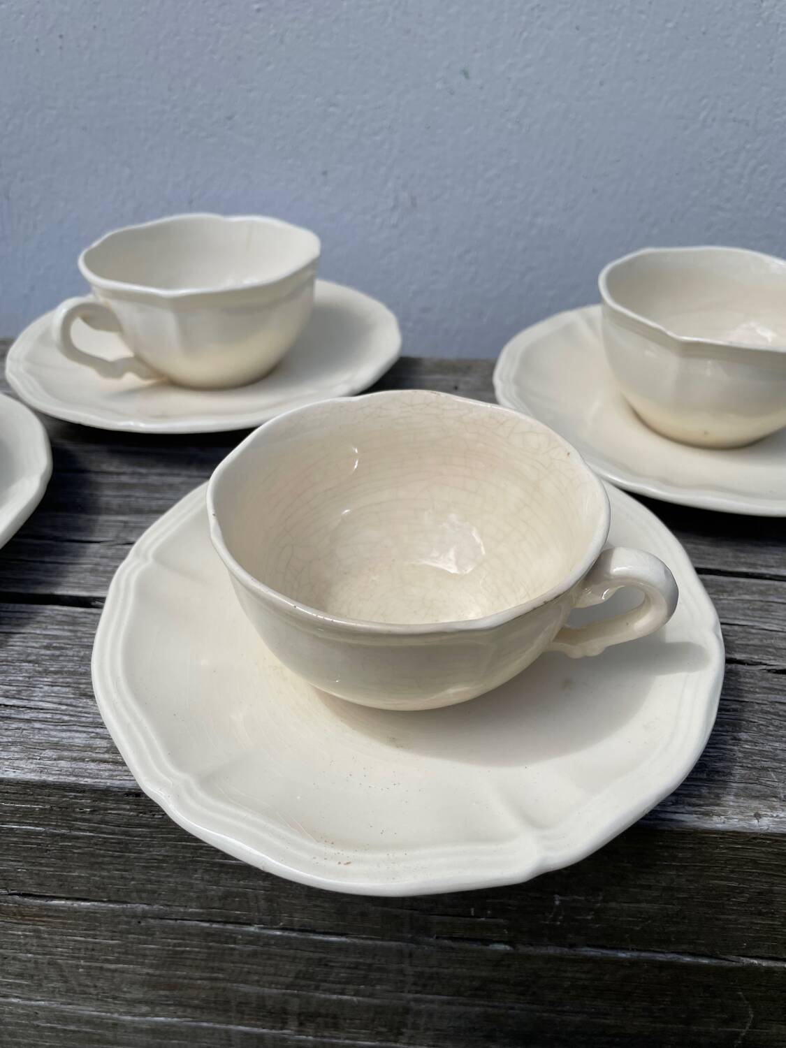 4 tasses beige Sarreguemines unies