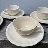 4 beige plain Sarreguemines cups