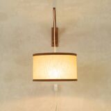 1960s wall lamp in Scandinavian design, teak and beige shade