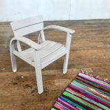 Vintage white children's chair - light grey 1950
