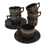 Six coffee cups and saucers in English earthenware Gibson & sons