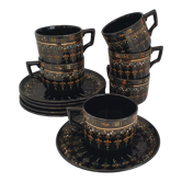 Six coffee cups and saucers in English earthenware Gibson & sons