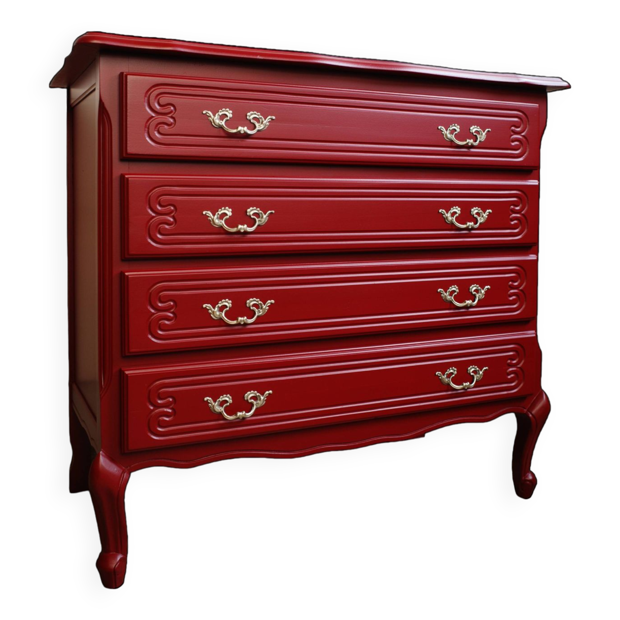 Customized vintage Basque red chest of drawers