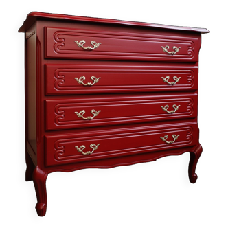 Customized vintage Basque red chest of drawers