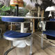 Set of four vintage chrome and velvet chairs