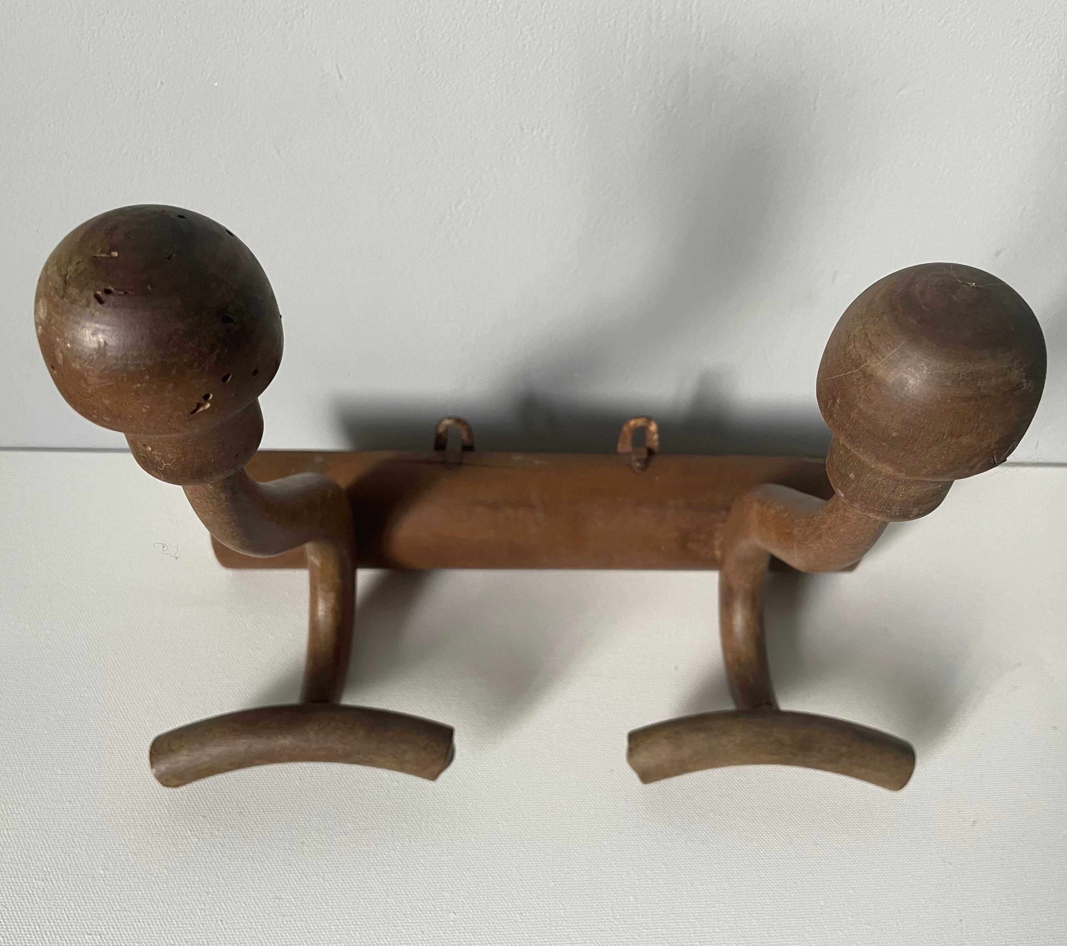 Wooden wall coat rack circa 1900