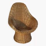 Fauteuil corbeille en osier pour enfant pour Rohe années 60 design Wim Den