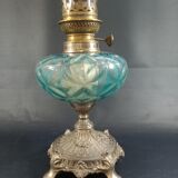 Blue glass oil lamp