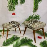 Duo of stools in 50s beech fully restored