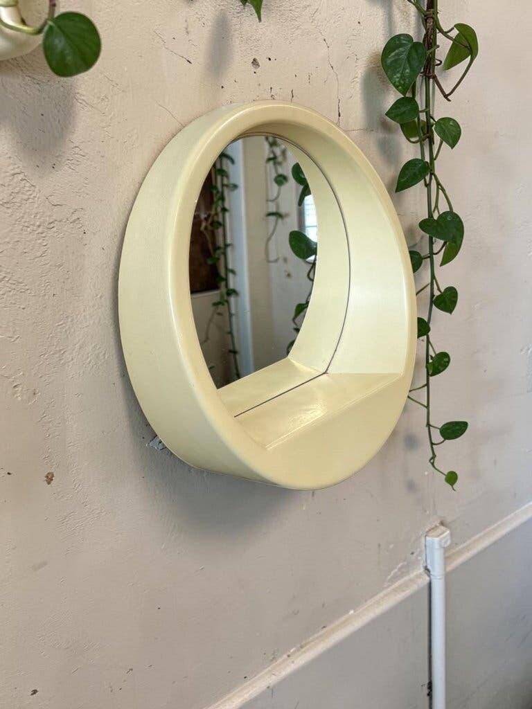 Vintage space age round wall mirror