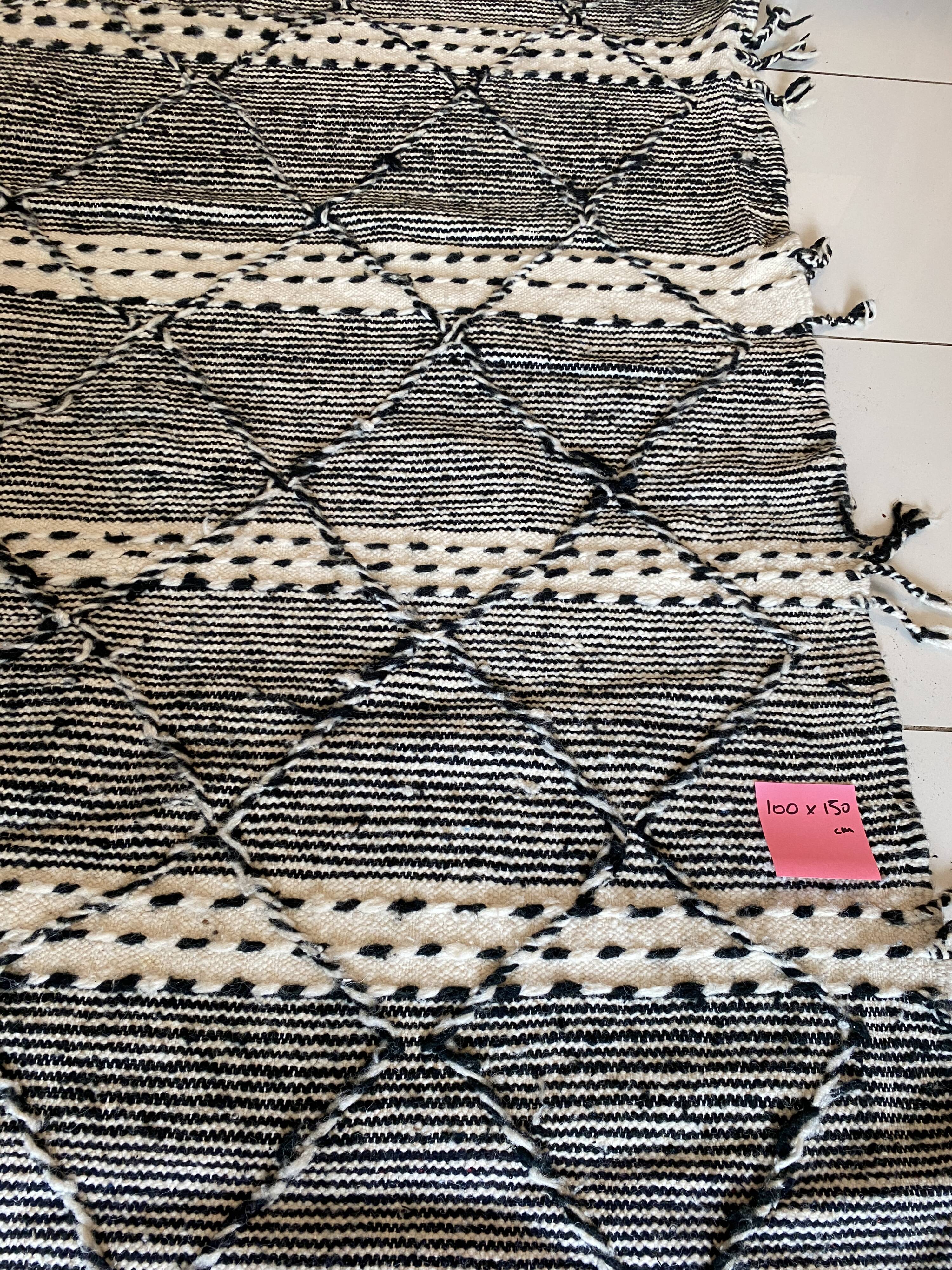 Black and white Moroccan Kilim rug