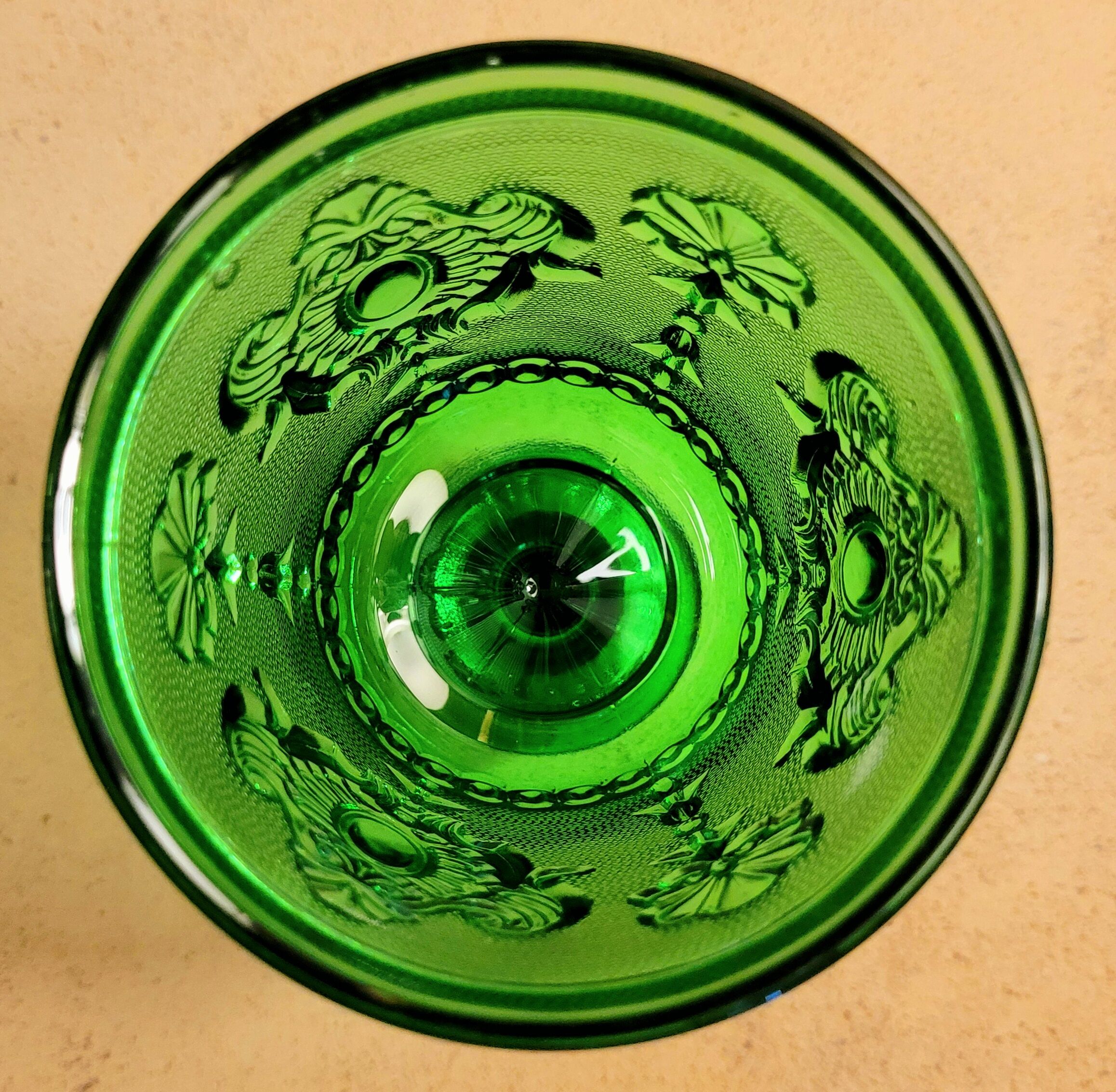Old vintage molded glass glasses and decanter
