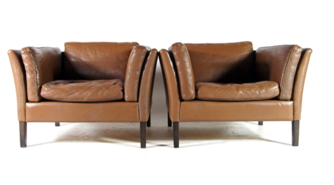 Vintage chair in teak and Danish retro leather 60s 70s