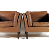 Vintage chair in teak and Danish retro leather 60s 70s