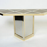 Console chrome laiton verre opalin noir de romeo rega 1970