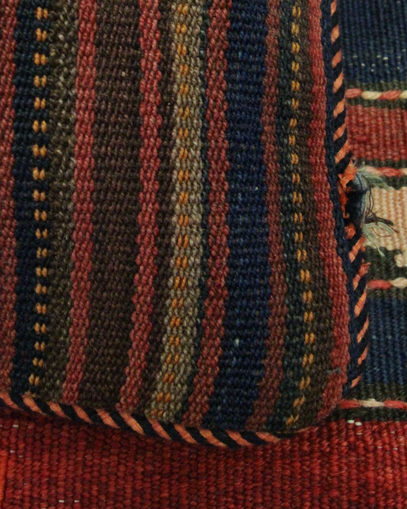 Striped Kilim Cushion Cover Handwoven Wool Scatter Pillow- 35x35cm