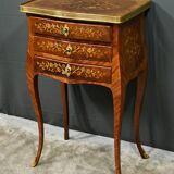 Bedside table in rosewood and palisander, Louis XV style – Late 19th century