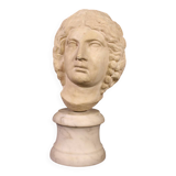Antique Italian sculpture, white marble head from the 17th century