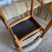 Set of 6 vintage Scandinavian chairs in wood and wool fabric an60