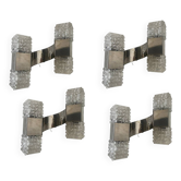 Appliques chromées en verre de cristal du milieu du siècle, ensemble de 4