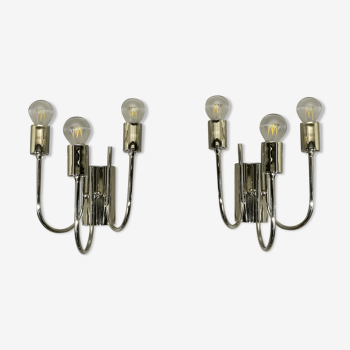 Pair of 70s chrome wall lights