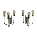 Pair of 70s chrome wall lights