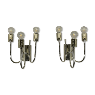 Pair of 70s chrome wall lights