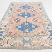 6x10 Salmon & Blue Comtemporary Vintage Rug, 194x297Cm