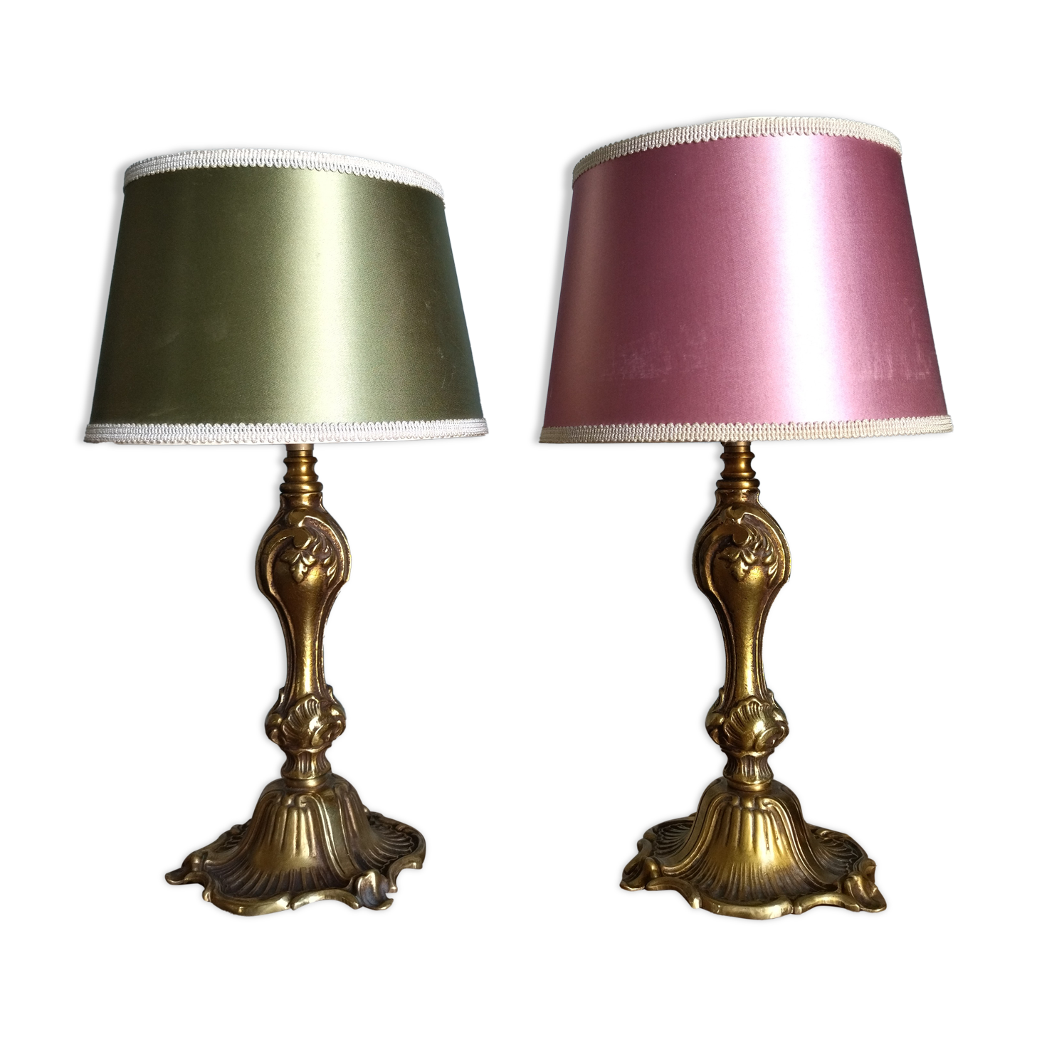 Pair of vintage bronze lamps