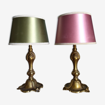 Paire de lampes en bronze vintage
