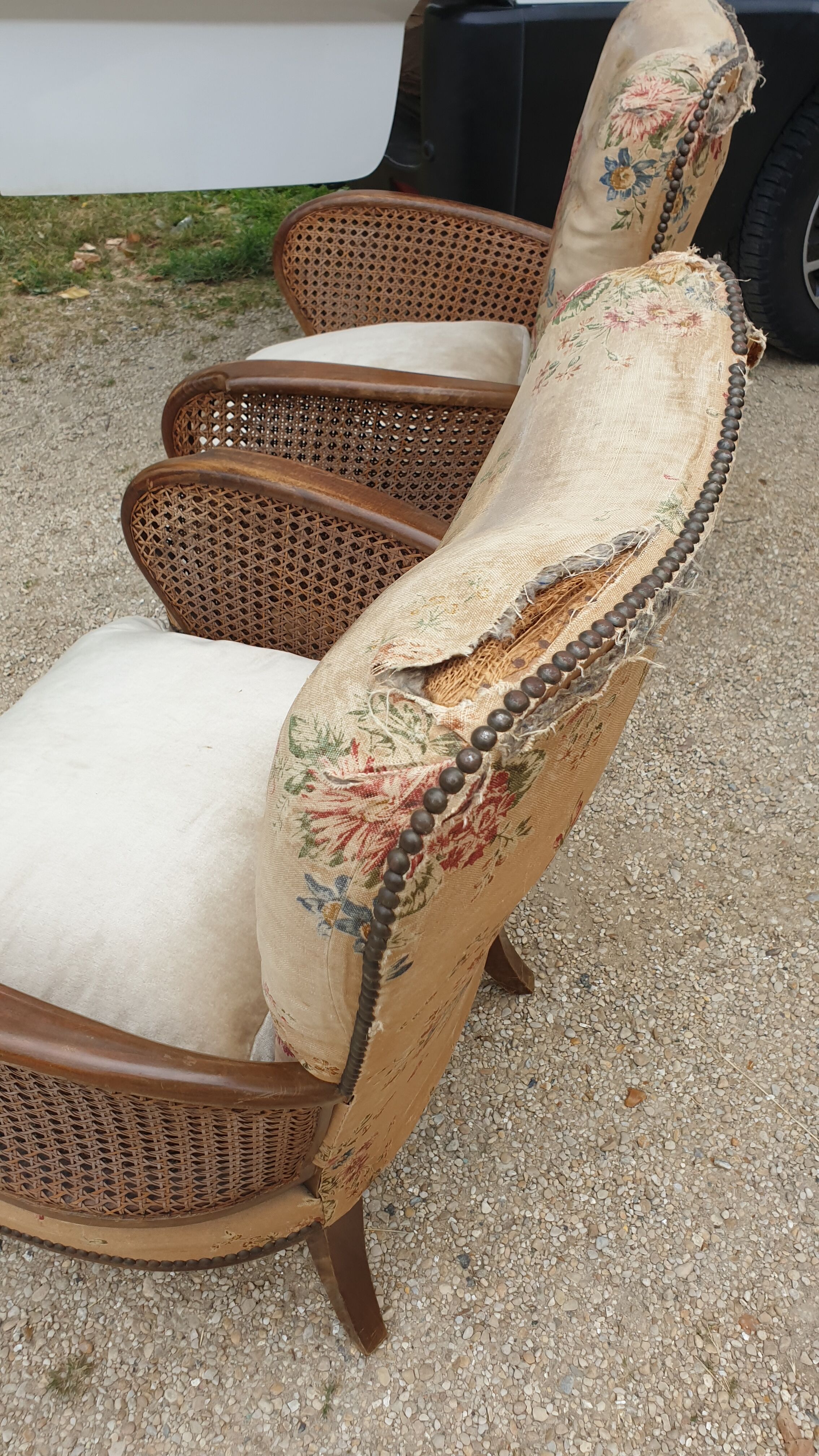 Pair of armchairs in walnut 1930