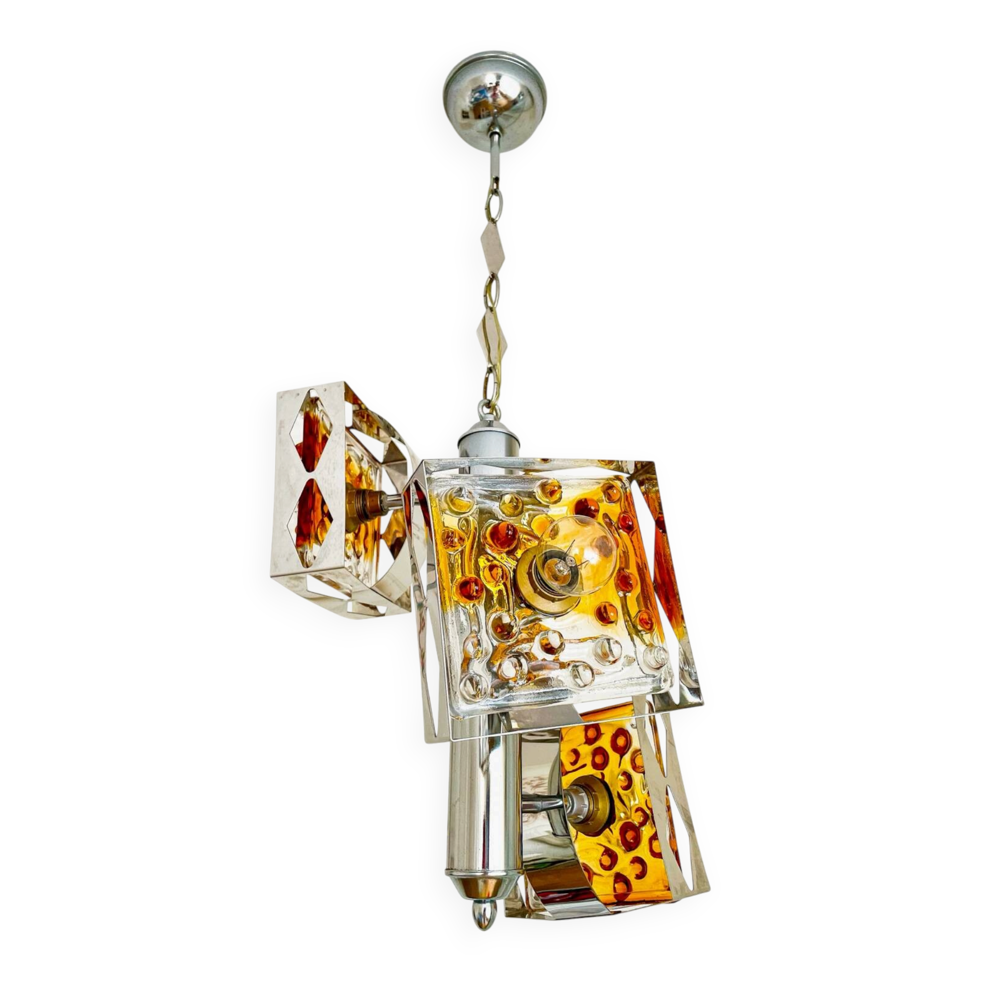 Suspension vintage en verre de Murano par Mazzega – années 70 – verre