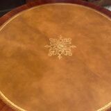 Circular table in light mahogany and leather base claw English style