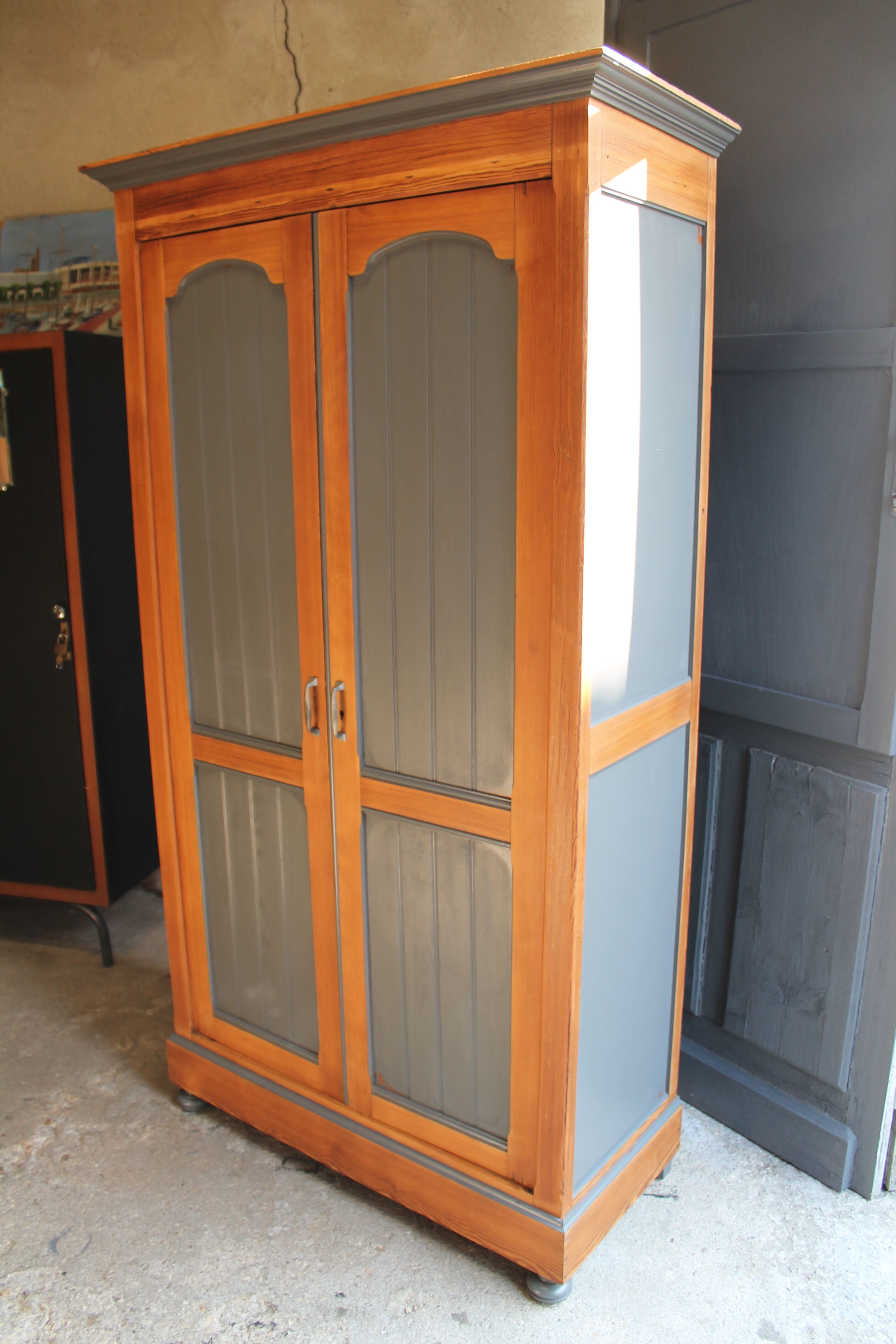 Grey pine wardrobe