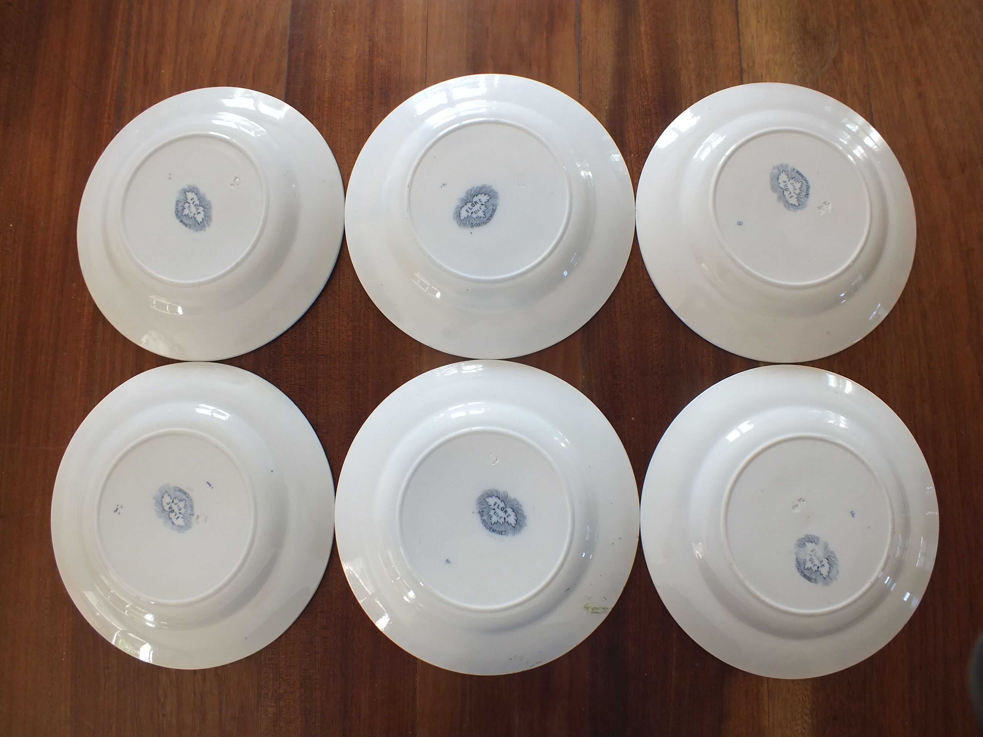 6 assiettes plates Sarreguemines U&C Flore