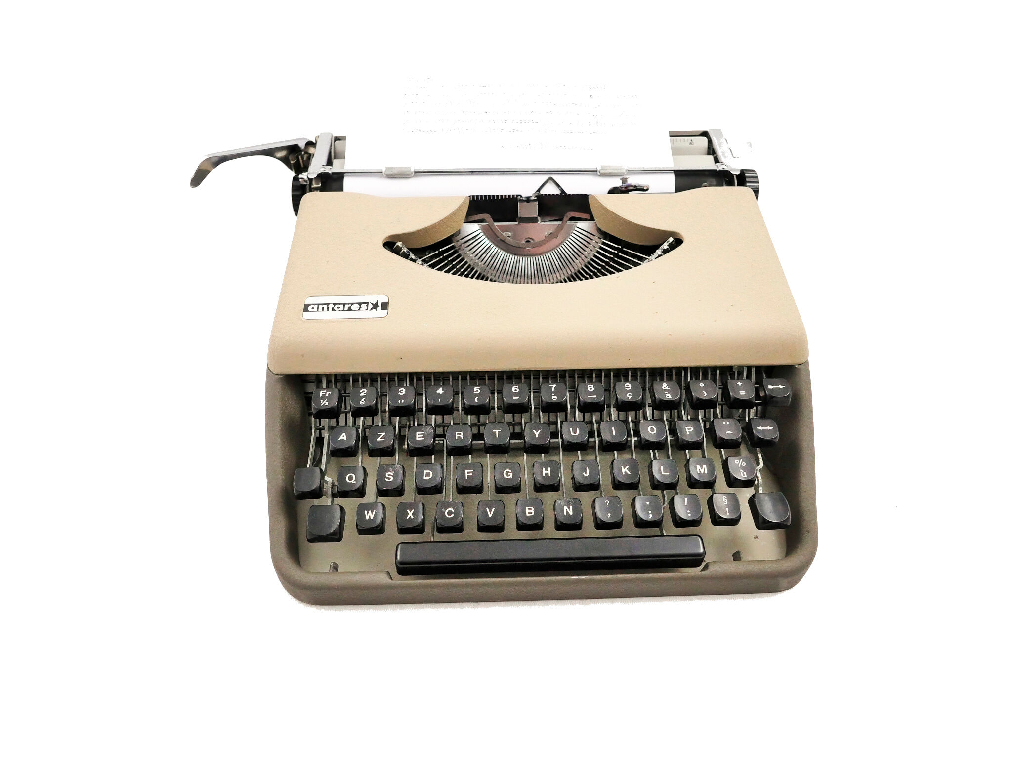 Machine à écrire Antares taupe et chocolat vintage révisée ruban neuf