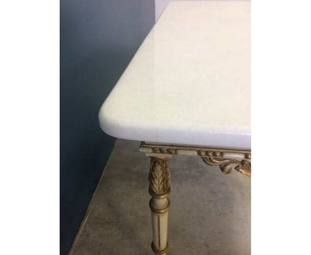 Antique wooden and marble coffee table