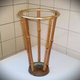 Porte-parapluies Hollywood Regency années 1950, bambou et laiton, style Auböck, Autriche