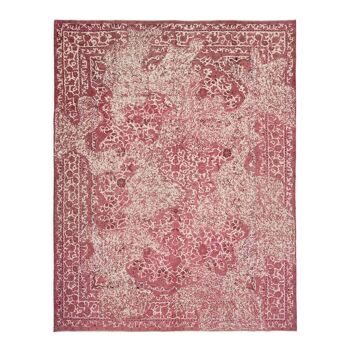 Tapis de laine rose fait main oriental unique 1980s