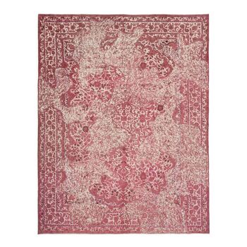Handmade oriental unique 1980s pink wool carpet