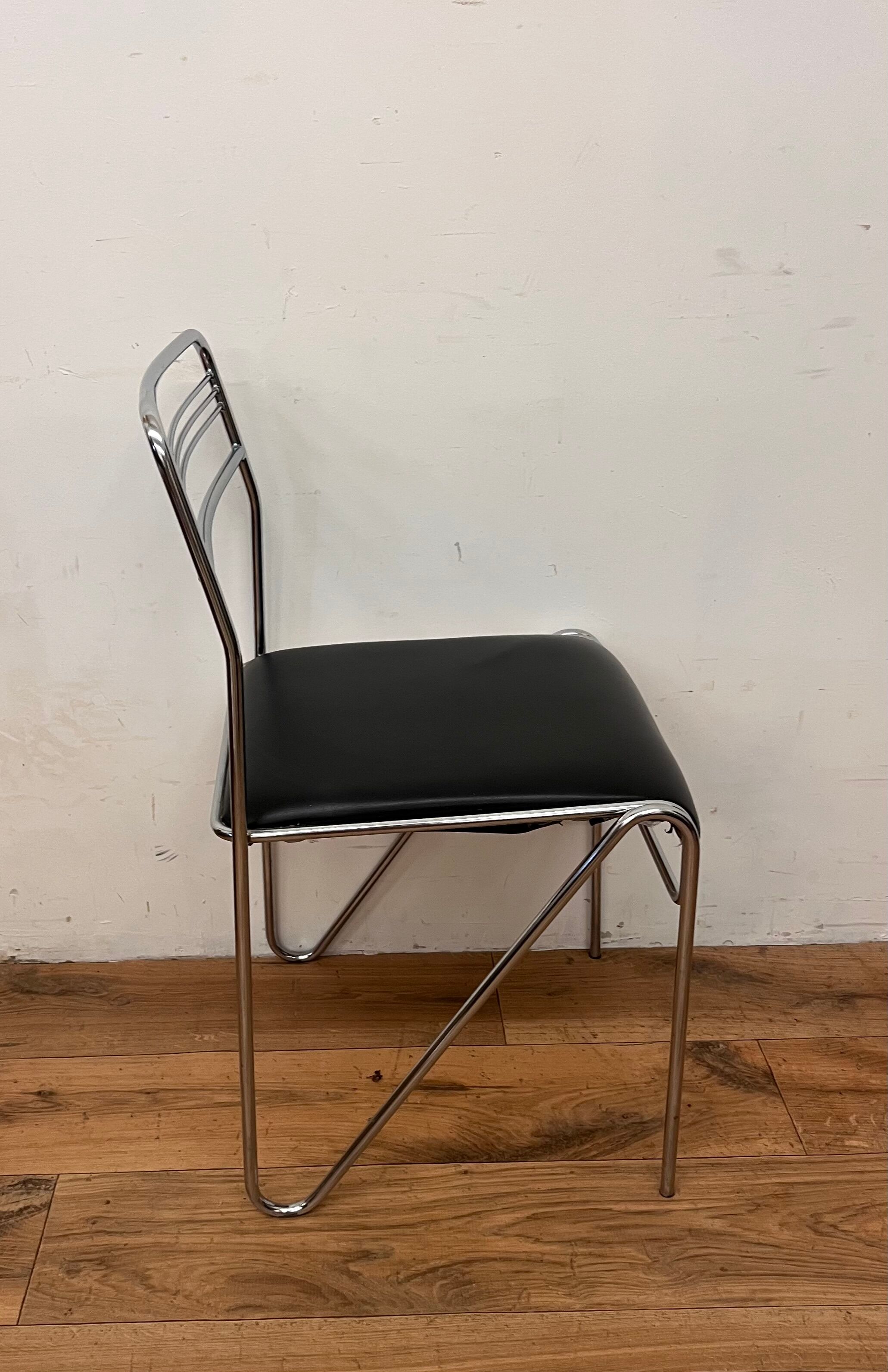 Three chrome and skai chairs from the 70s