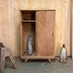 Old vintage sliding wardrobe with compass foot