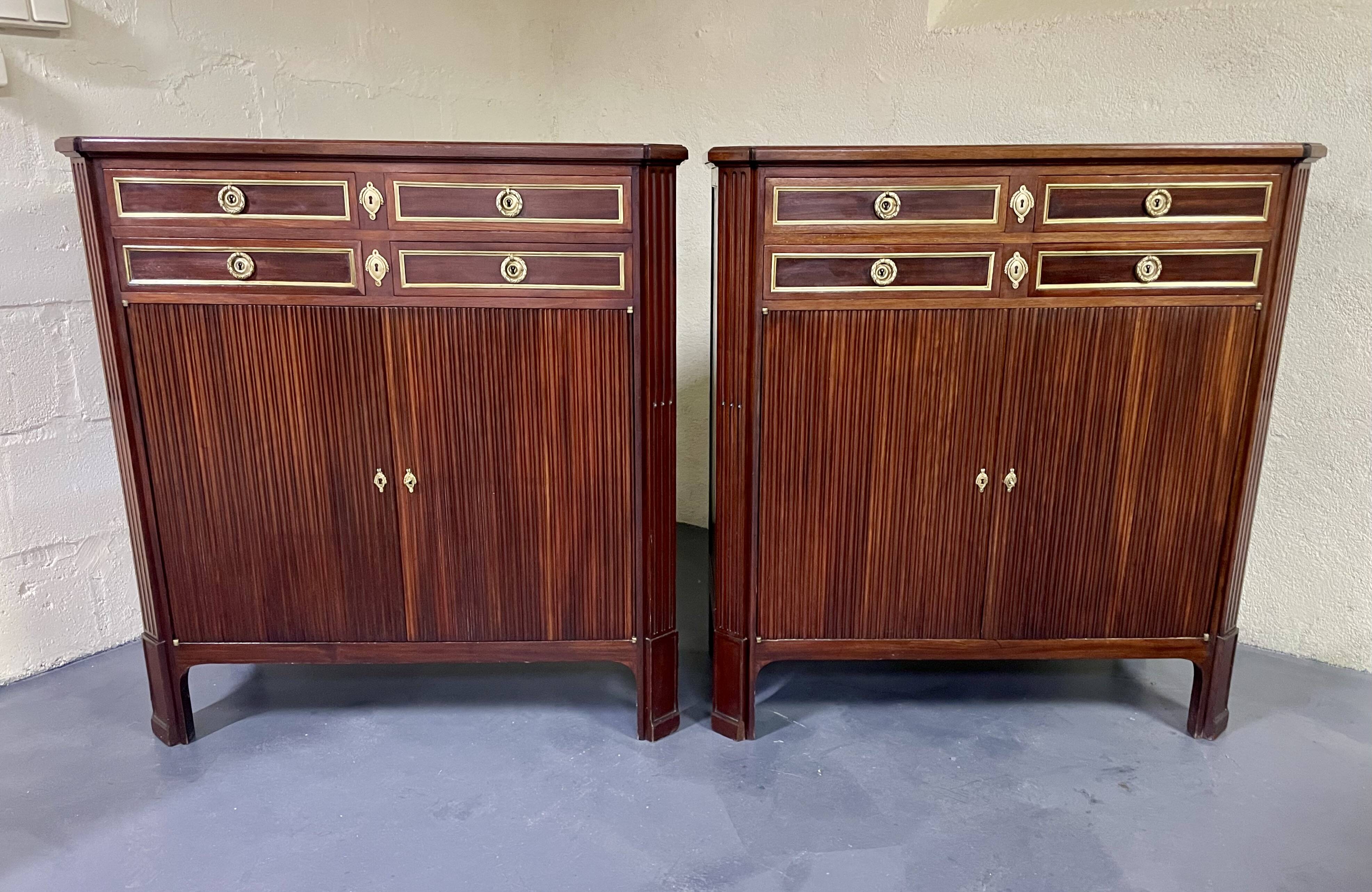 Pair of Louis XVI style mahogany sideboards